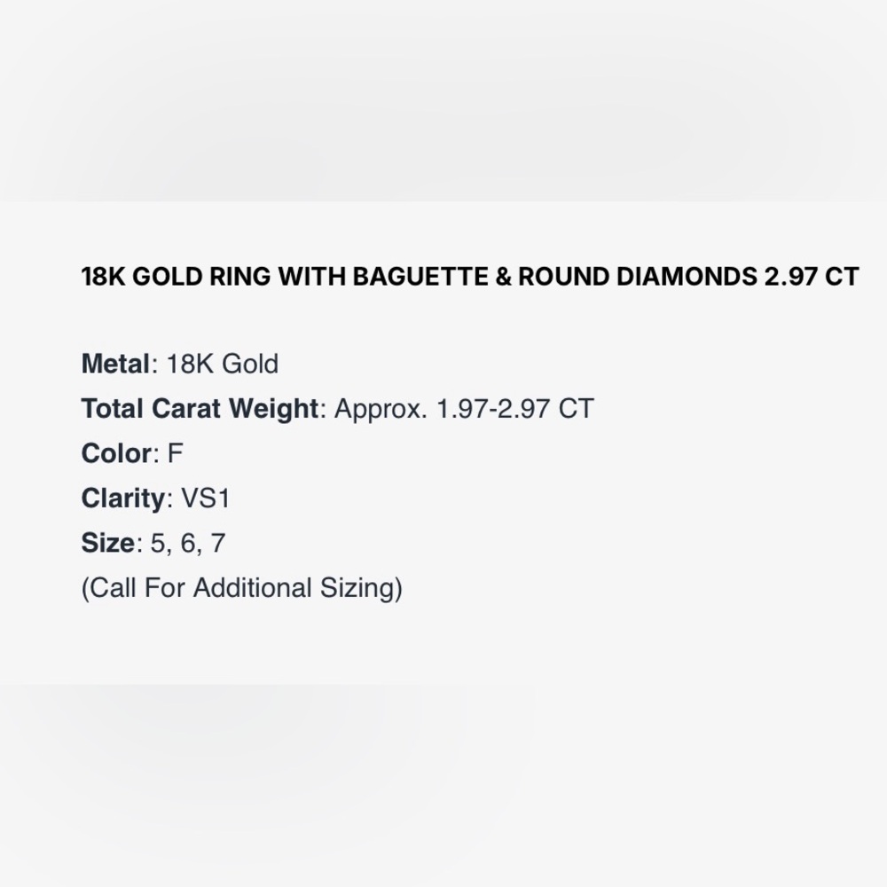 18K Gold Ring with 3 Carats of Diamonds - Picture 2 of 4